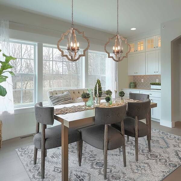 Shop Farmhouse Wood Chandelier 4 Lights Lantern Lighting W21 7