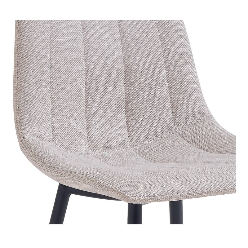 NADAAL STUDIOS Florian Counter Stool, Curved Back with Vertical Stitching and Steel Tapered Legs, Beige