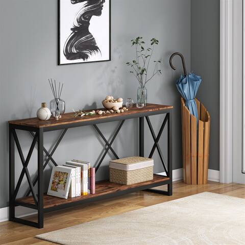 Industrial Console Sofa Table Narrow Long Entry Table