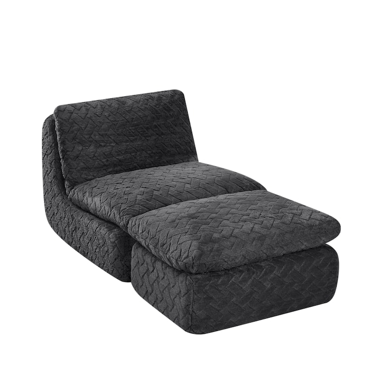 Corduroy Swivel Sofa Chair with Ottoman and 360° Rotation