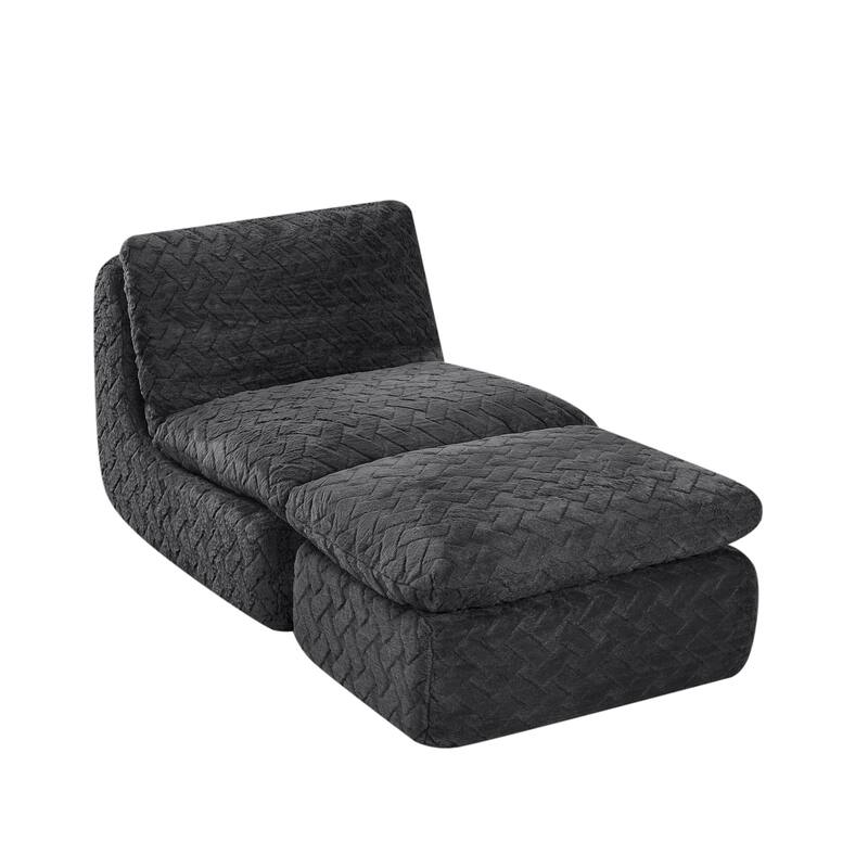 Ergonomic Swivel Floor Chair Full Compression Sofa Chair with Ottoman for Living Room Bedroom