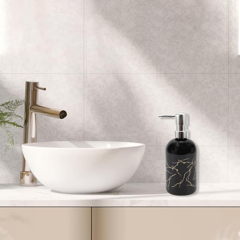 Cylindrical Simple Soap Pump Dispenser for Hotels 400ml 1 Pcs - Black Silver Tone