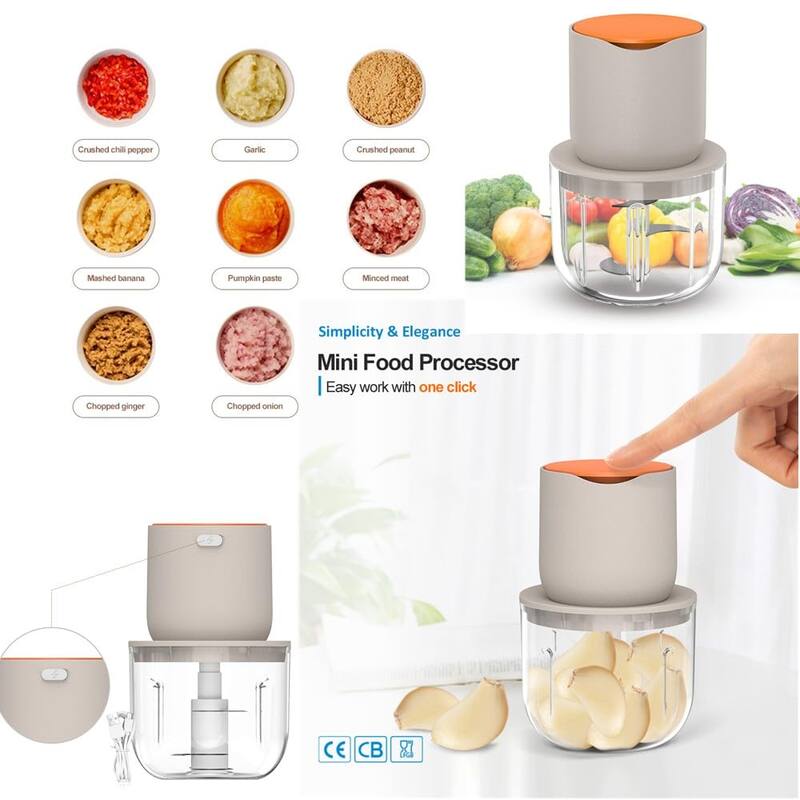 Wireless Electric Food Processor，600ML Small Electric Food Chopper For Meat,Onions,vegetables