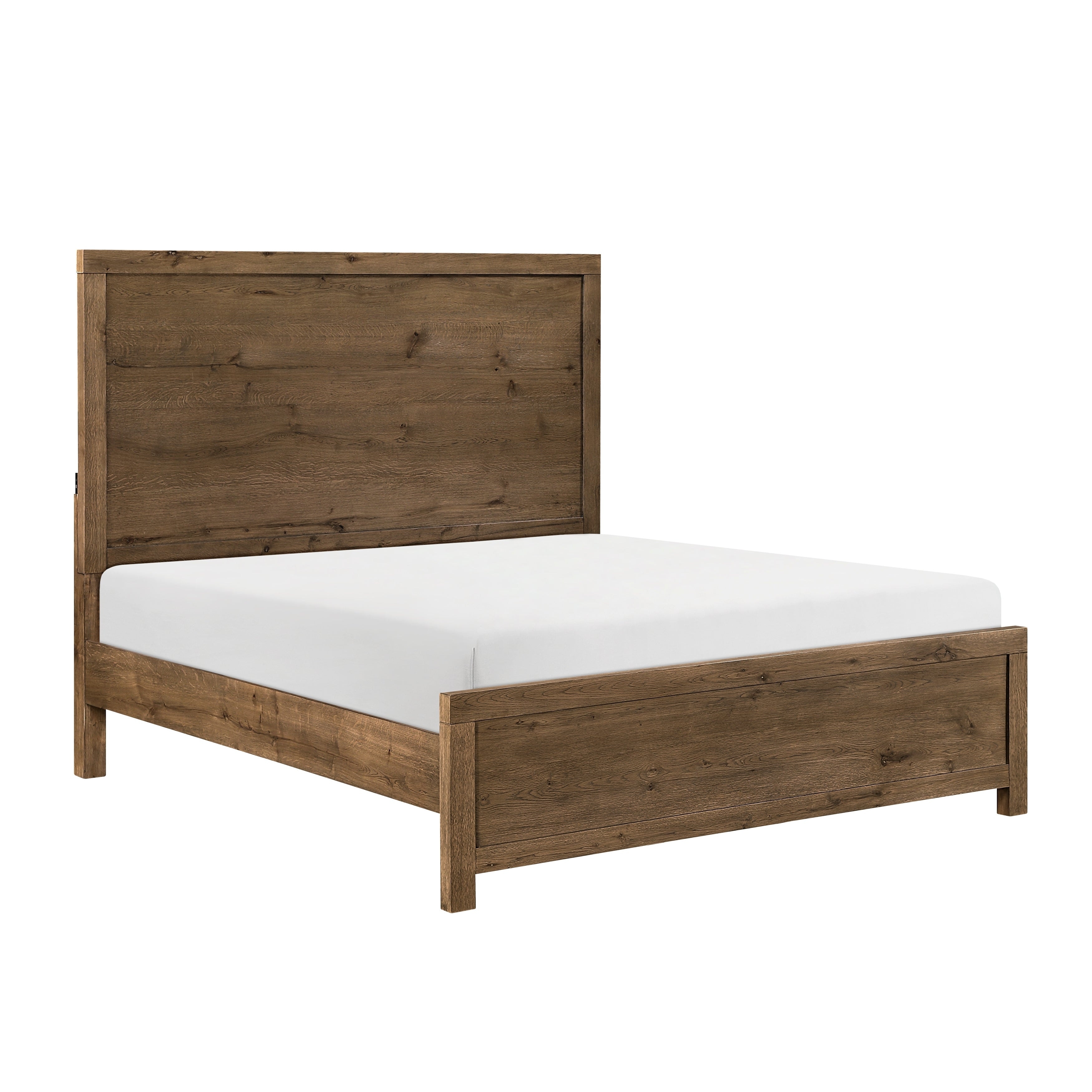 Brown Finish Panel Bed 1pc Charging Ports Headboard