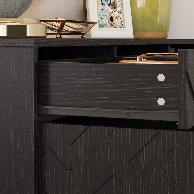 Black Shoe Cabinet Storage Shoe Rack Organizer with 3 Drawers