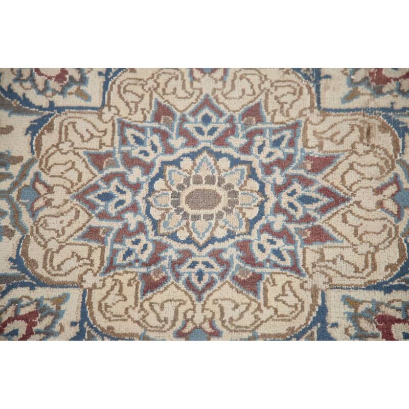 Hand Knotted Oriental 100% Wool Carpet Traditional Floral Red Nain Area Rug - 11' 1'' X 7' 10''