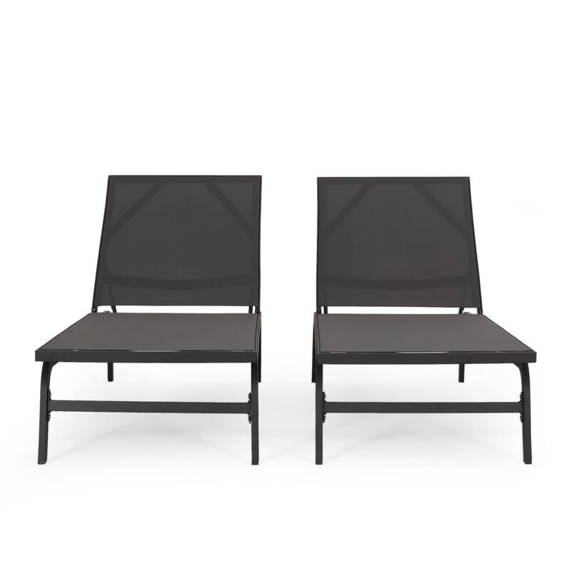 Finn Outdoor Aluminum and Outdoor Mesh Outdoor Chaise Lounge by Christopher Knight Home