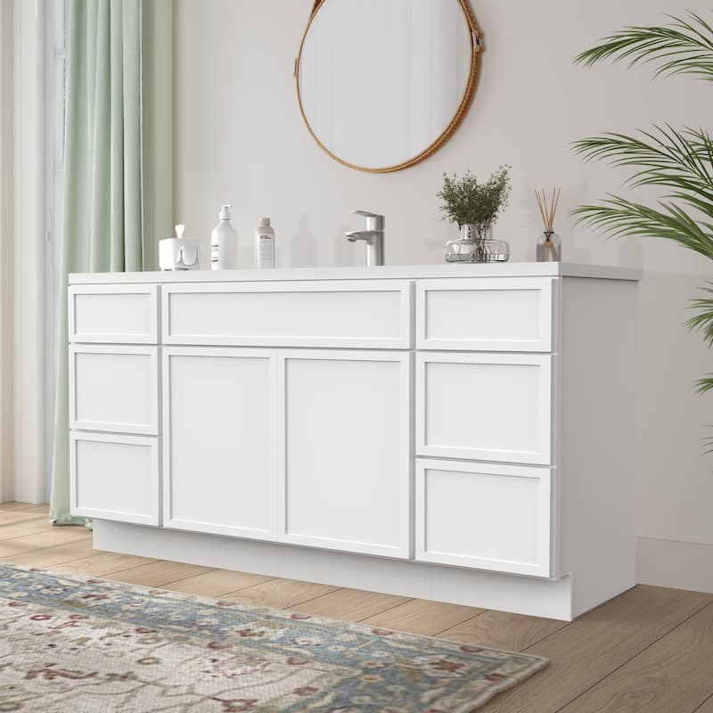 Vanity Art 66" Birch Freestanding Bathroom Vanity Cabinet without Top