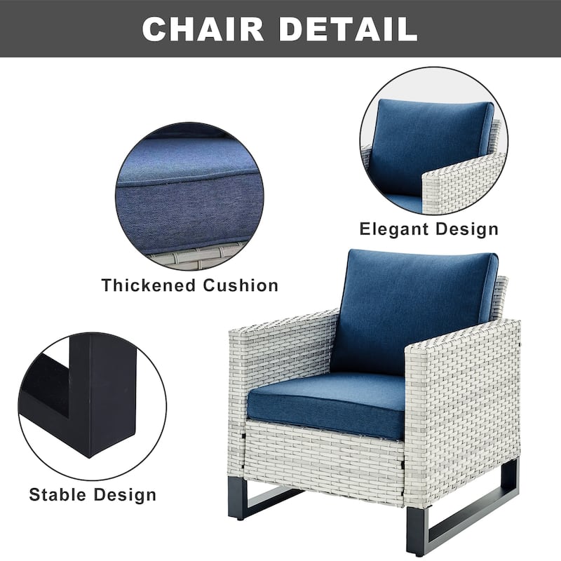 Gymojoy 3-Seat Sofa Club Chair Ottoman and Cushion