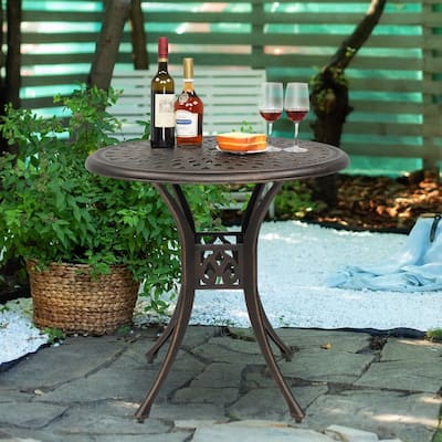 30 in.D x 29 in.H Outdoor Bronze Cast Aluminum Round Dining Table