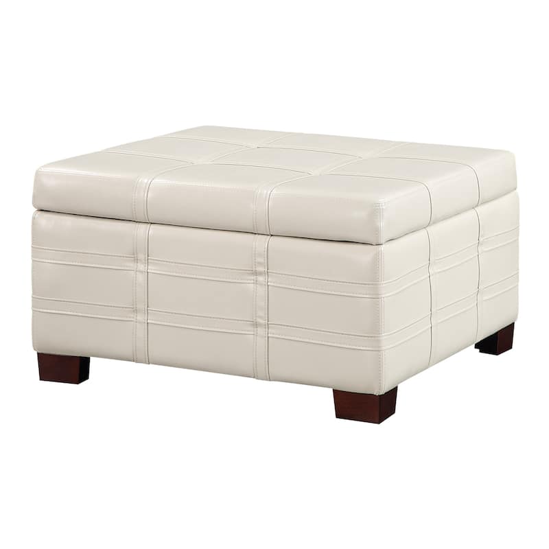 Detour Strap Square Storage Ottoman in Faux Leather