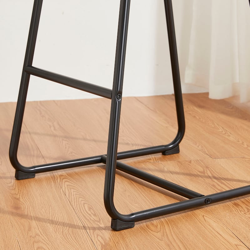 Glitzhome Set of 2 Modern Faux Leather Soft Springy Metal Legs Counter or Bar Stools