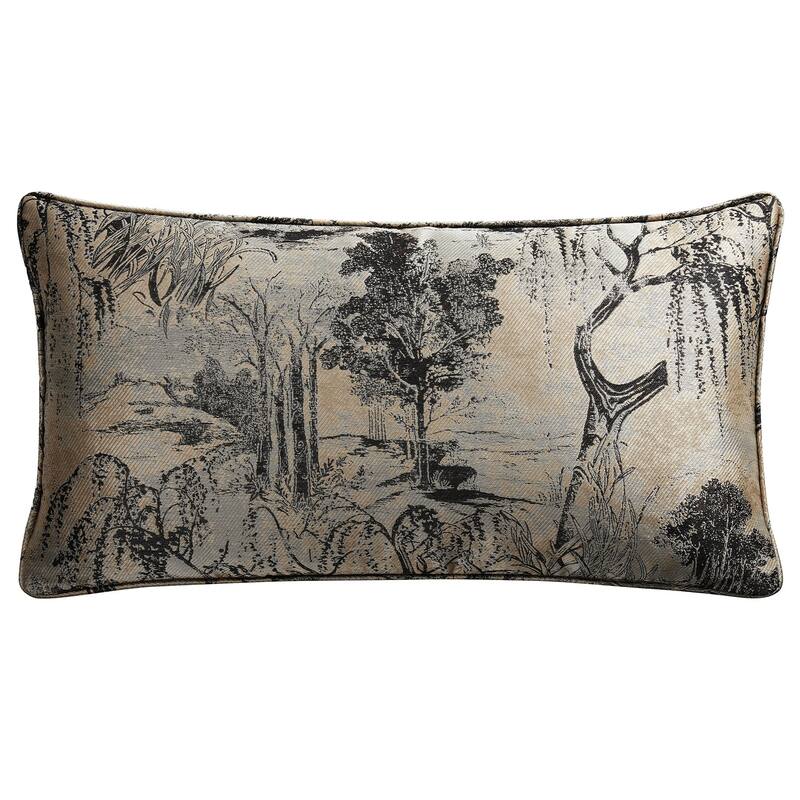 HiEnd Accents Pastoral Jacquard Lumbar Decorative Pillow, 14"x26"