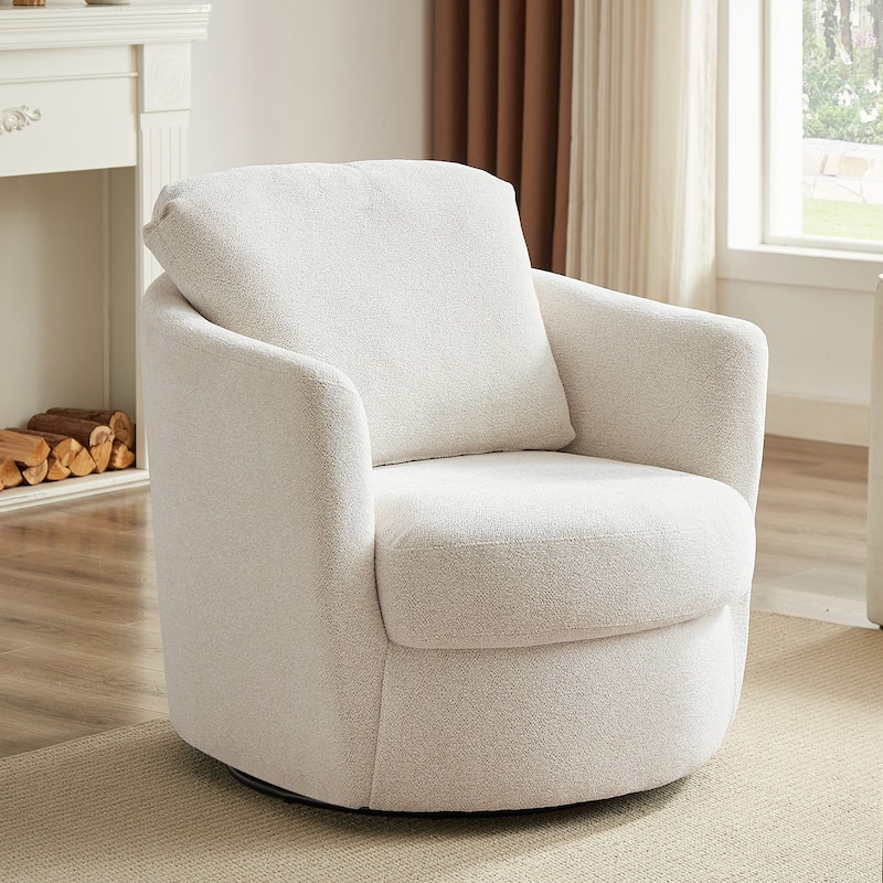 Art Leon Modern Comfortable Corduroy Fabric Swivel Barrel Accent Chair