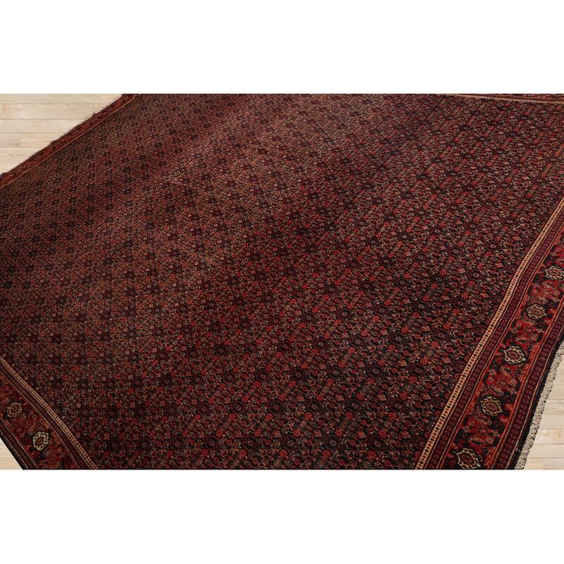 Hand Knotted Antique Black Persian Wool Traditional Oriental Area Rug - 10' x 13' 2''