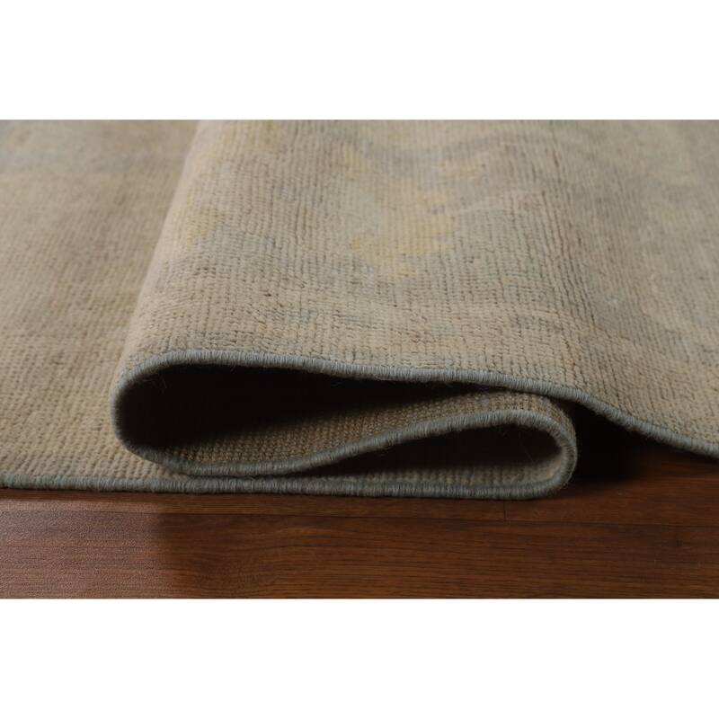 Blue Floral Oushak Turkish Area Rug Hand-Knotted Wool Carpet - 8'4"x 10'0"
