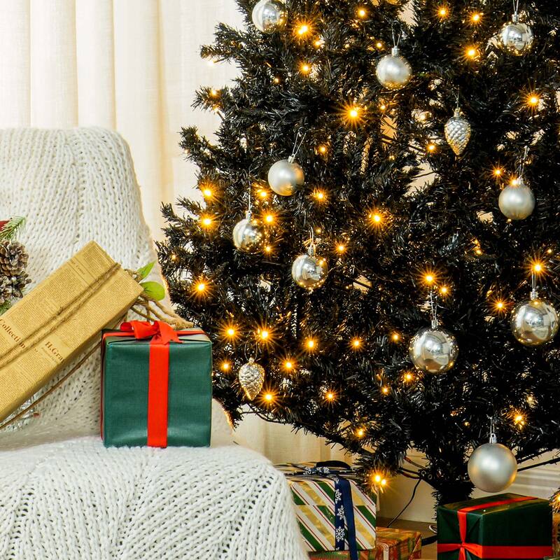 Realistic 7.5ft Tall Pre-Lit Christmas Tree with 500 Warm White LED Lights and Full Branches, Xmas Tree for Home Holiday Decor