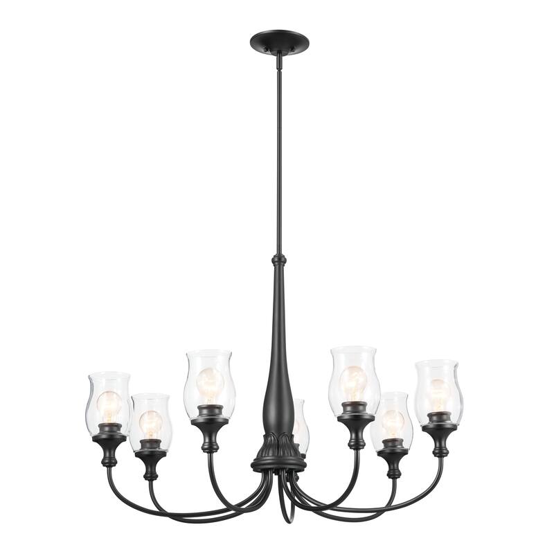 Kichler Lighting Melis 35 inch 7-Light Chandelier Black with Clear Glass