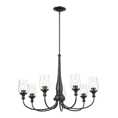 Kichler Lighting Melis 35 inch 7-Light Chandelier Black with Clear Glass