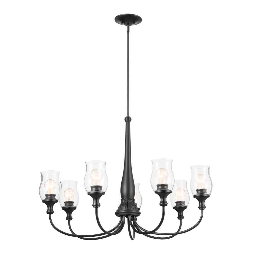 Kichler Lighting Melis 35 inch 7-Light Chandelier Black with Clear Glass