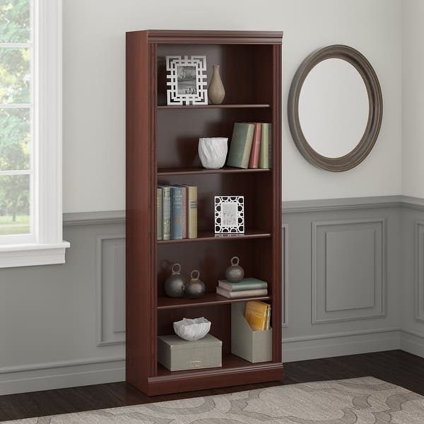 Bush Furniture Saratoga 5 Shelf Bookcase in Harvest Cherry - 29.88