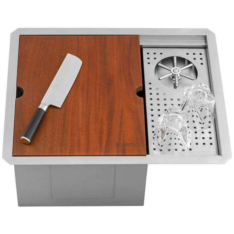 Ruvati Glass Rinser and Sink Combo 22 inch Workstation for Wet Bar Bottle Washer Undermount - 22 x 18 - 22 x 18