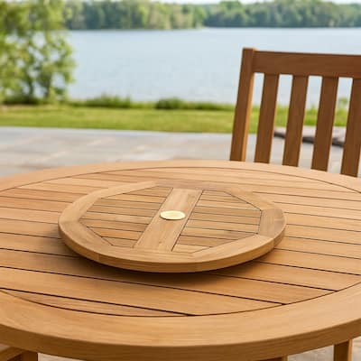 Nordic Teak Natural Lazy Susan (With Umbrella Hole) - 24" - 24" x 24"