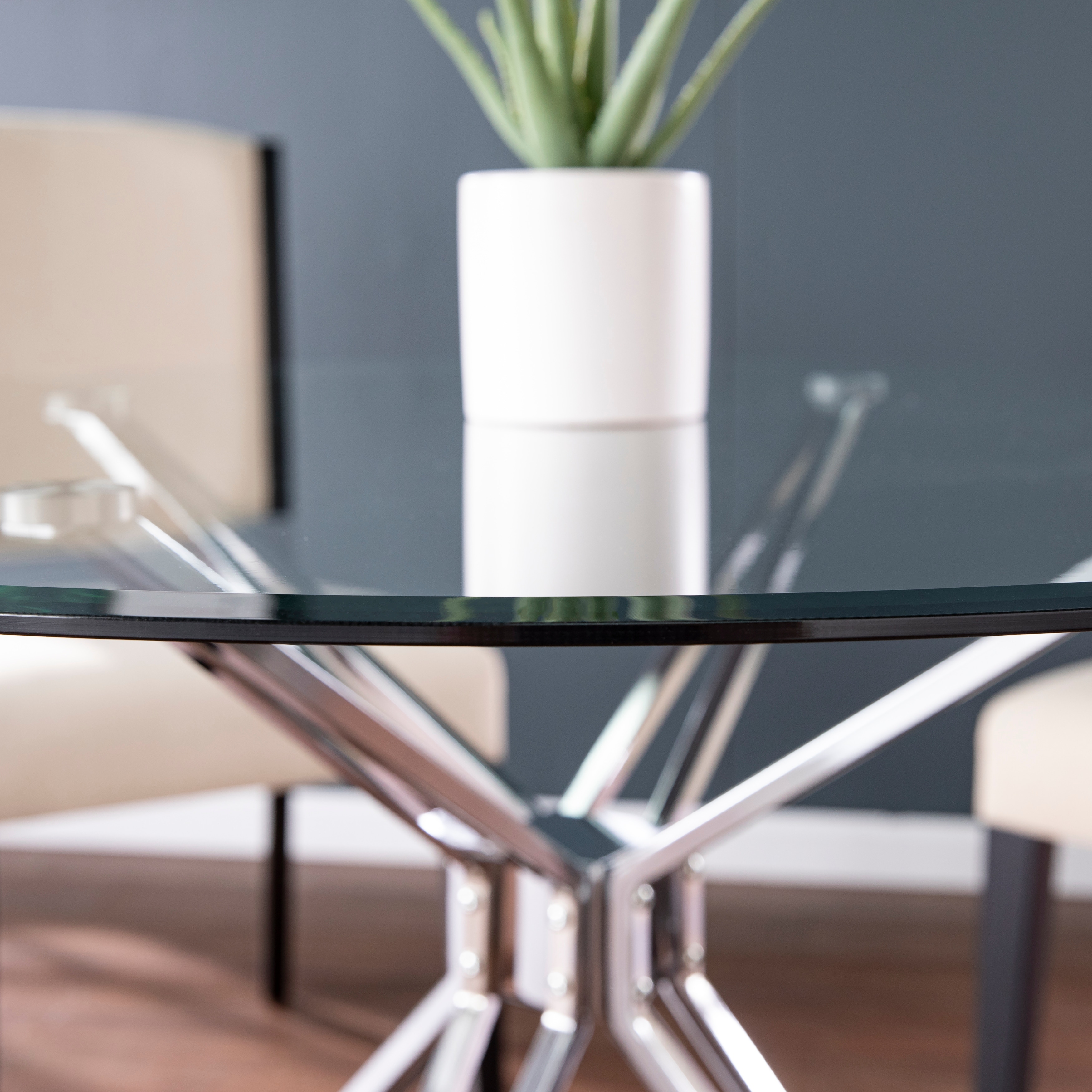 Silver orchid alan metal and glass round dining table deals