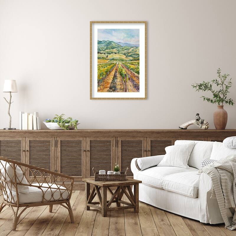 Raising Crops No. 1 by Tradelink inhouse artist Wood Framed Wall Art Print - Mila Dark Gold