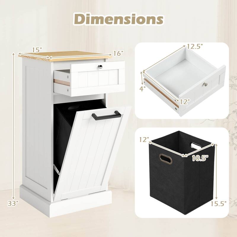 Costway Laundry Cabinet Freestanding Tilt Out Laundry Hamper with - See Details
