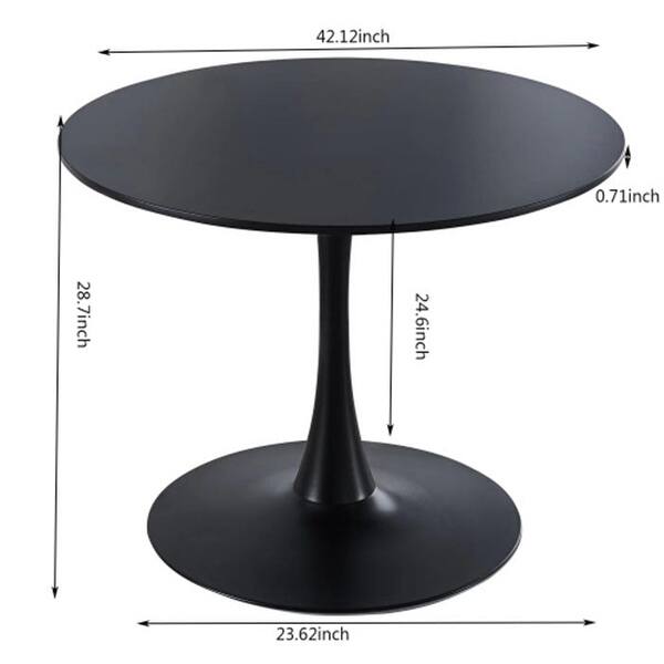 42.1”black tulip table mid-century dining table round mdf table top ...