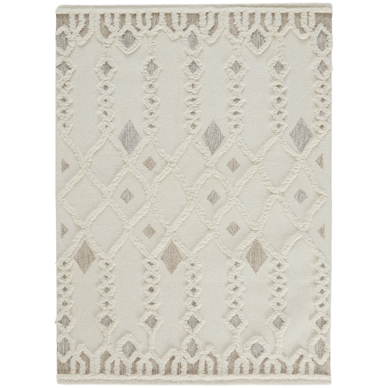 Yoxob Hand Tufted Geometric Modern Stain Resistant Area Rug By HomeRoots - 8' x 10'