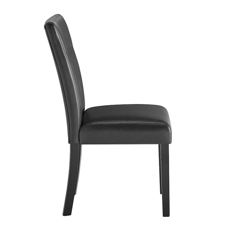 HomeRoots Set of Two Charcoal and Black Faux Leather And Wood Dining Side Chairs - 19.50 in. x 38.25 in. x 25.25 in.