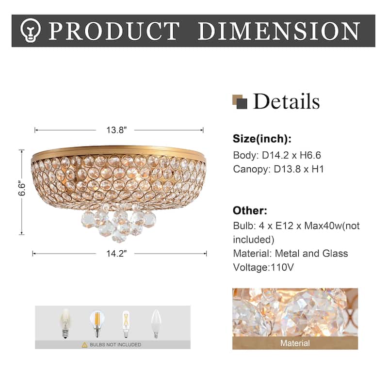 Francisca 4-light Flush Mount Crystal Chandelier