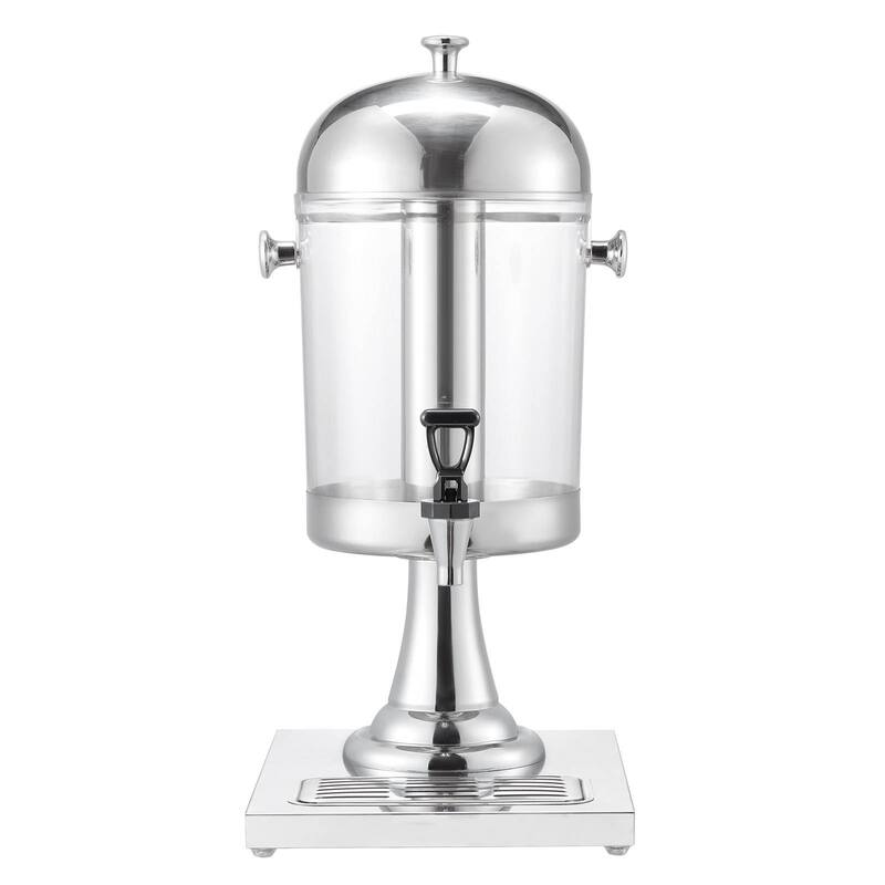 2.1 Gallon Stainless Steel Beverage Dispenser with No Drip Spigot and Ice Chamber for Events or Hotels
