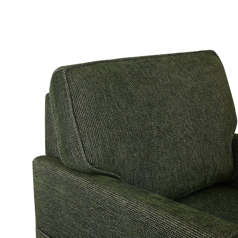 Chenille 360° Swivel Barrel Chair with Side Pockets, Ergonomic Support, and Removable Cushions