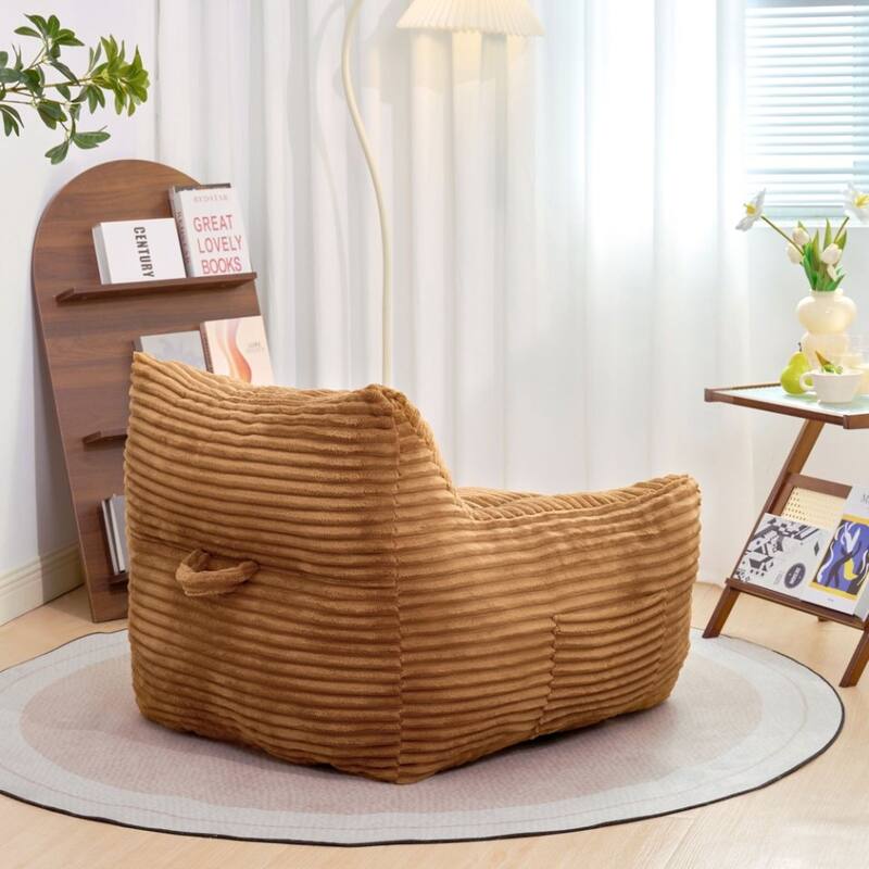 Oversized Lounge Chair Bean Bag Chair for Adults and Kids, Corduroy Fabric Arm Chair Floor Couch Single Sofa Chair