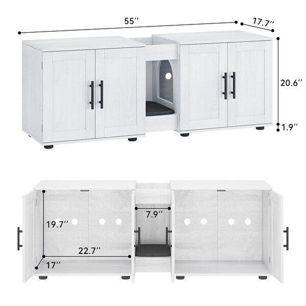 Hidden Litter Box Enclosure with Double Cage for 2 Cats - Bed Bath