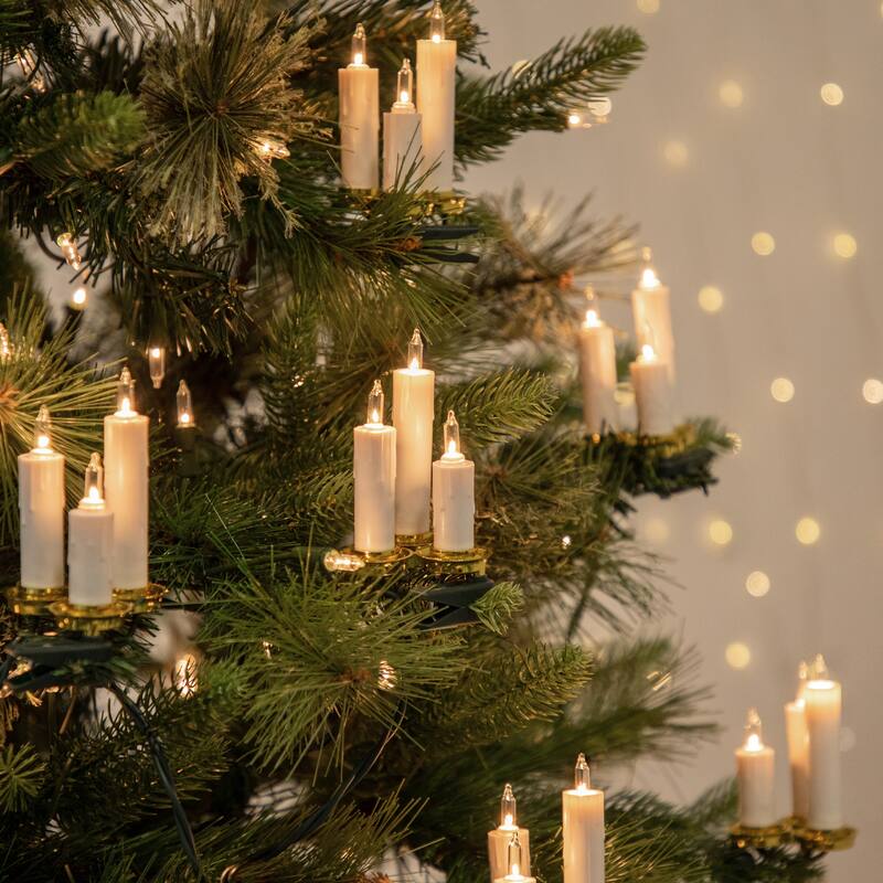 7ct Dripping Clip On Candle Cluster Christmas Lights, 6.5' Green Wire