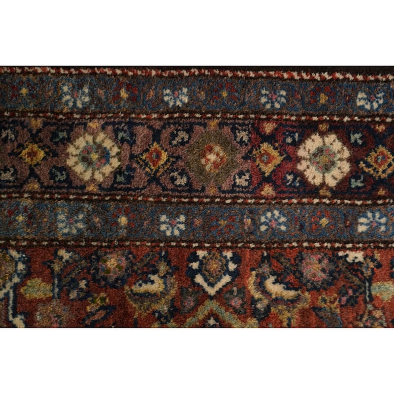 Hand Knotted Oriental 100% Wool Carpet Traditional Floral Oranges & Rust Heriz Runner Rug - 15' 0'' X 3' 6''