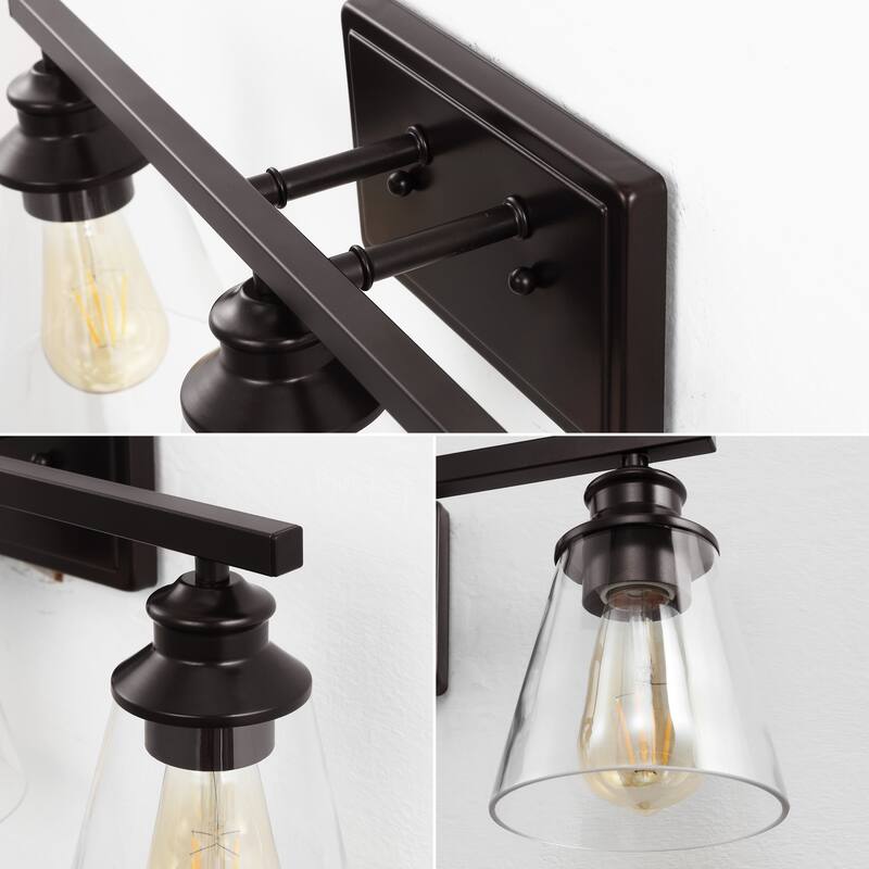 Caia 22.88" 3-Light Vintage Classic Vanity Light with Bathroom Hardware Accessory Set, (5-Piece) by JONATHAN Y