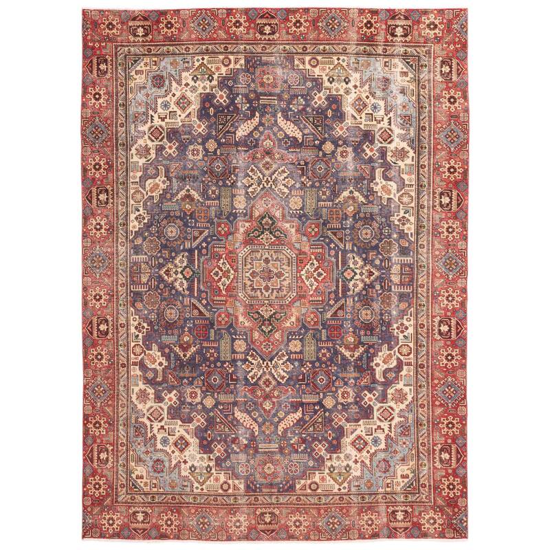 ECARPETGALLERY Hand-knotted Antalya Vintage Navy Wool Rug - 8'11 x 12'2