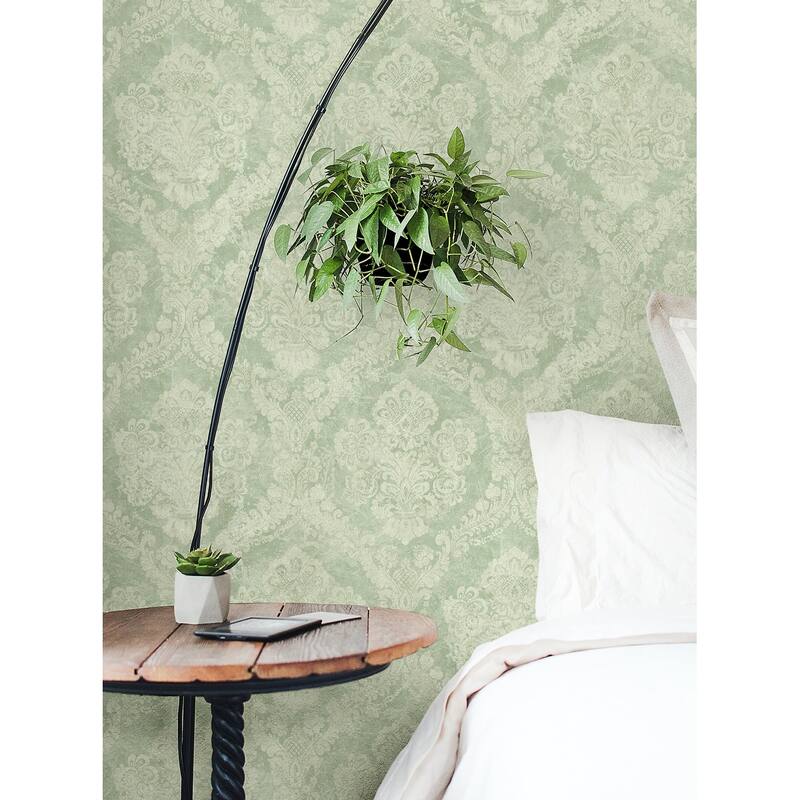 Seabrook Designs Mercer Damask Unpasted Wallpaper