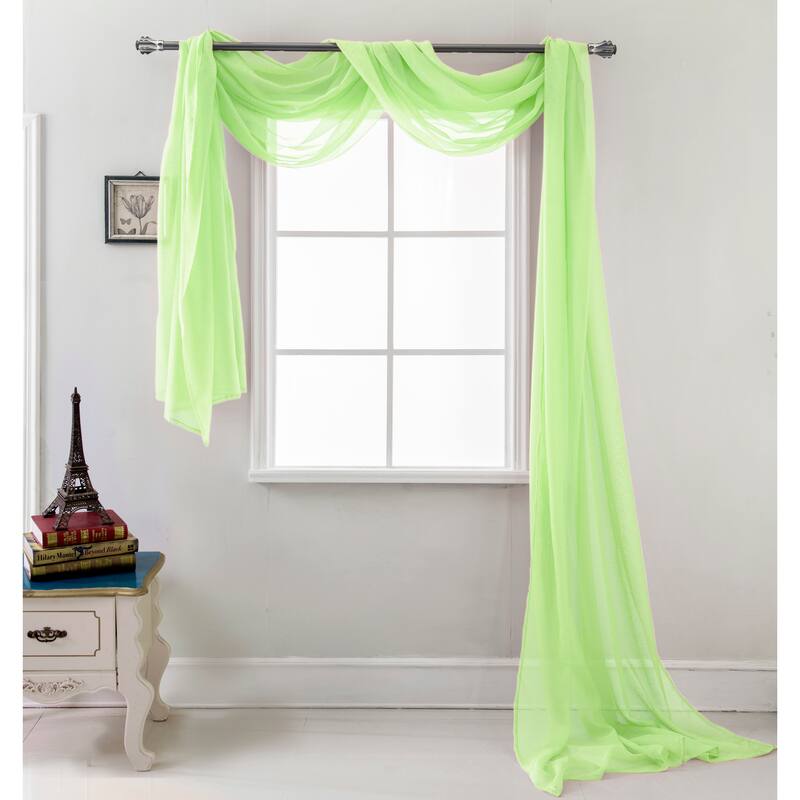 Celine Solid Sheer Curtain Canopy Bed Wedding Scarf - Neon Green