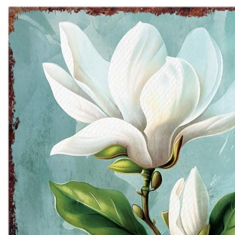 HomeRoots 36" Blue Green And White Solid Wood Magnolia Porch Sign