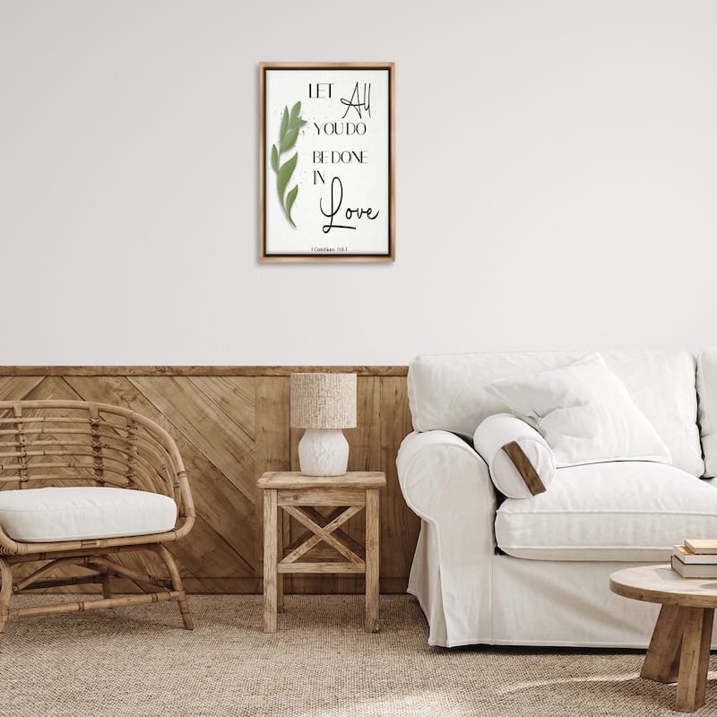Stupell Done In Love Proverb Framed Floater Canvas Wall Art Design By Amber Clarkson