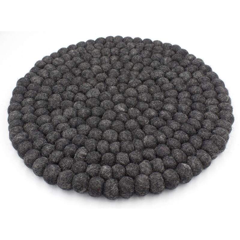 Wool Pom Chairpad/Trivet Dia 13.60 CHAROCAL - A - CHARCOAL