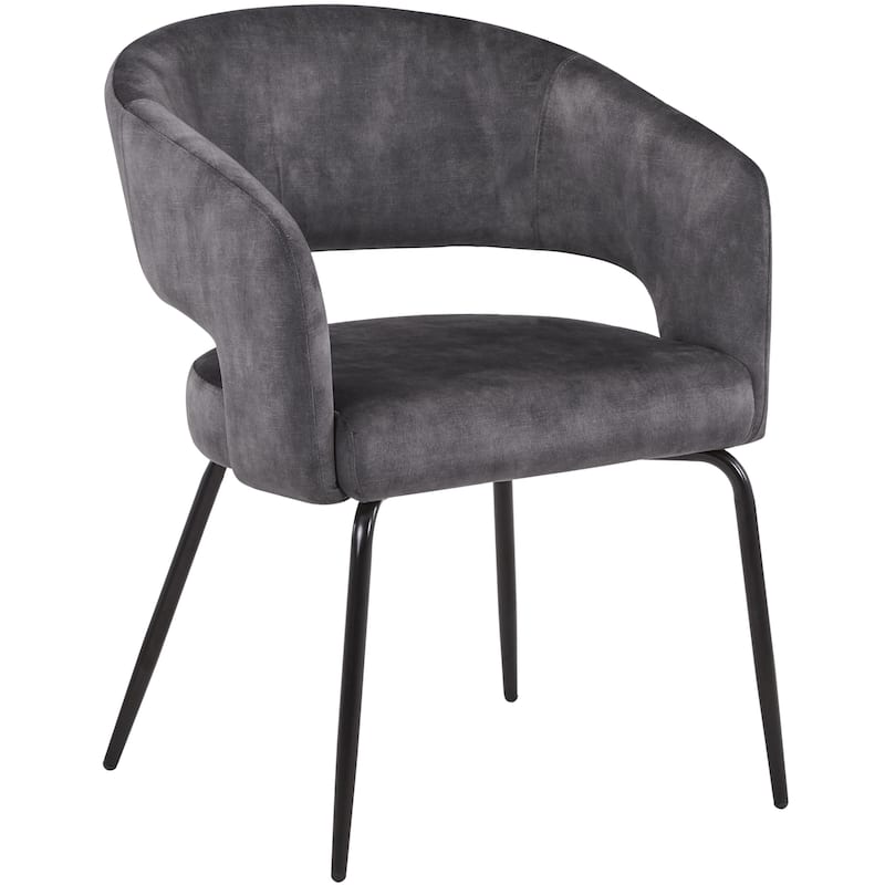 Open Back Dining Chair Upholstered in Leather or Velvet with Iron Legs