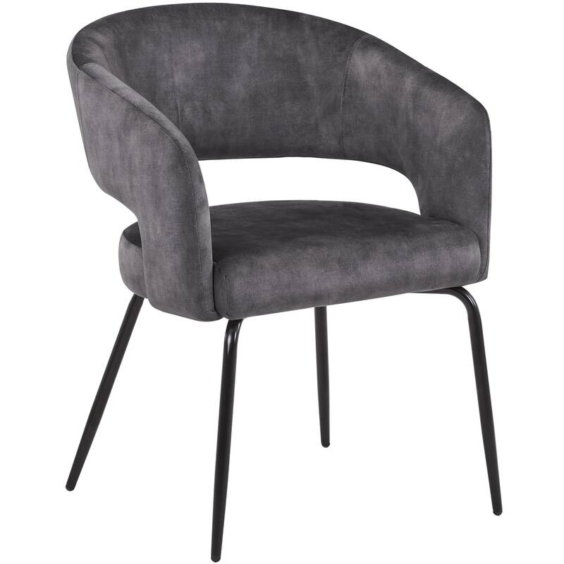 Open Back Dining Chair Upholstered in Leather or Velvet with Iron Legs Set of 2