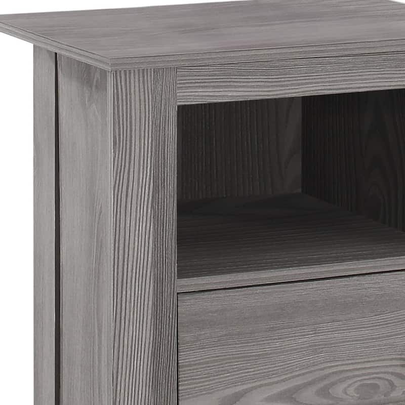 Contemporary 24" Wood Rectangular End Table with Shelf and Cabinet Modern Living Room Nightstand - 17.25"L x 14"W x 24.25"H